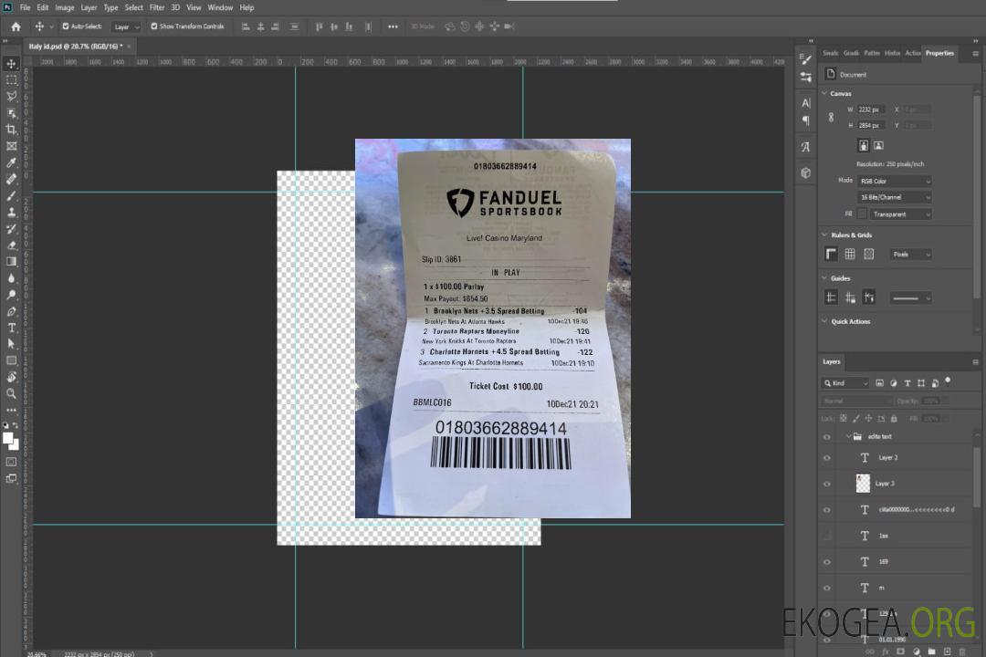 Chèque de paiement des paris sportifs Fanduel template